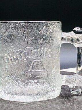 Vintage 1993 The Flintstones Movie McDonald 3D Fossil Bone Handle Glass Mug